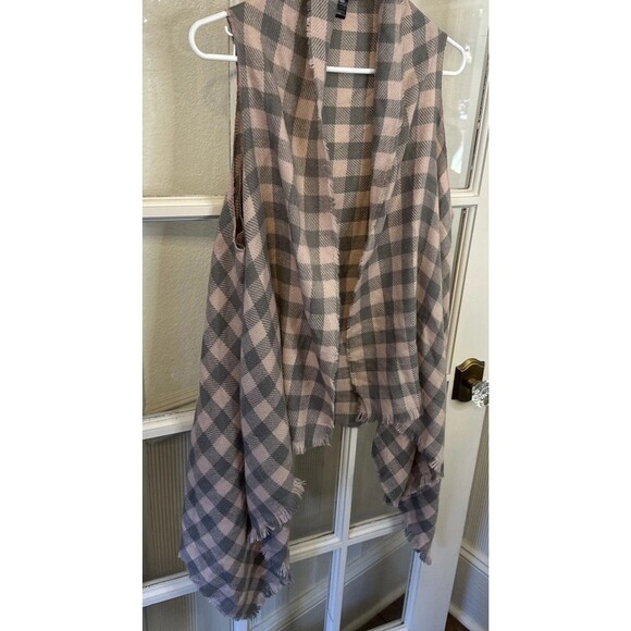 ACE Hardware Sweaters - Pink Buffalo Plaid Vest Open Front Cardigan Womens One Size